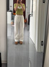 真维斯（JEANSWEST）阔腿裤子女2025春秋季新款直筒休闲裤女装宽松百搭雪尼尔垂感长裤 米色 纯色 L 实拍图