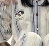 果壳（Gukoo）情侣睡衣春秋款卡通满印翻领男女士情侣家居服内衣套装睡衣女A 女士-小企鹅条纹套装 100%棉 M 实拍图