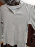 优衣库女装罗纹亨利领T恤/长袖修身短款内搭打底25新款479591 02 浅灰色 S /155/80A 实拍图