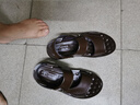 蜻蜓牌 凉鞋男真皮夏季厚底沙滩鞋头层牛皮凉拖鞋浴室洗澡防滑皮凉鞋子 1808棕色 40 实拍图