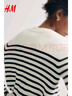 H&M女装毛针织衫春季慵懒风休闲打底衫短款开衫薄款外套0579541 白色/黑色条纹 L 170/104 实拍图