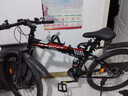 凤凰（Phoenix）折叠山地自行车男女成人学生青少年单车双减震碟刹轻便变速折叠车 黑红辐条轮/显档变速/三套全轴承 24速高配-26寸（身高160-185CM） 实拍图