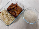 欣美雅（xinmeiya）上班族微波炉饭盒可加热玻璃饭盒保鲜盒碗便当盒分格餐盒保温饭盒 【小熊包+餐具】两隔1020+ 400ml 实拍图