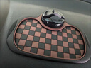 牧宝车载防滑垫中控仪表台手机导航支架停车号码牌车用多功能置物 【黑棕格纹】旋转支架号码牌防滑垫 实拍图