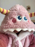 果壳（Gukoo）睡衣女可爱小怪兽冬季厚款家居服套装珊瑚绒睡衣女冬款D情人节 粉色女套 M 实拍图