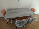 初屋 餐桌 岩板餐桌椅组合意式轻奢长方形餐桌椅组合家用餐厅吃饭桌子 意大利灰亮面-101皮椅 1.4米一桌四椅 实拍图