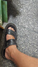 稻草人头层牛皮沙滩凉鞋男士透气套脚拖休闲 黑色 40 实拍图