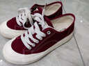 飞跃（Feiyue）女鞋透气帆布鞋男女冬季百搭纯色情侣款休闲鞋子女士运动板鞋潮 酒红色 38 实拍图