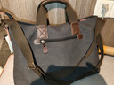 墨一男士帆布手提包休闲单肩斜挎包背包男轻便通勤电脑包大容量公文包 灰黑色加大号 实拍图