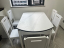 奥利克丝 亮光岩板餐桌椅组合 现代简约实木餐桌可伸缩折叠圆桌吃饭桌子 白+白框架205#木椅款-哑光雪山白 1.35米 一桌六椅【12MM加厚岩板】 实拍图