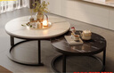 顺冠茶几客厅茶台仿岩板创意北欧茶桌现代小户型简约圆形小桌子极简型 【送货上门】黑架-70白纹+50黑纹 实拍图