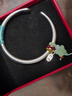 老凰祥平安喜乐纯银999手镯女复古年轻款古法实心足银镯子送女友 平安喜乐手镯开口绿绳+蝴蝶结吊 实拍图
