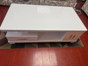 雷鑫智茶几电视柜组合创意现代简约烤漆茶几黑白金3色钢化玻璃客厅 高贵白 140*75CM双抽屉4柜门 实拍图