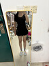 李宁（LI-NING）泳衣女连体裙式保守平角聚拢遮肚显瘦度假温泉泳装304 黑色2XL 实拍图