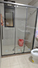 九牧一字形三联动推拉移门干湿分离淋浴房浴室卫生间玻璃隔断赠挡水条 枪灰（不锈钢窄边） 光玻1.4-1.49m（高1.9m） 实拍图