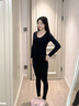婷美保暖内衣女士美体修身显瘦秋衣秋裤打底内搭无痕套装秋冬季 黑XL 实拍图