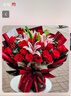 幽客玉品鲜花速递红玫瑰花束表白送女友老婆生日礼物全国同城配送 19朵红玫瑰百合花束 实拍图