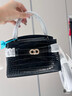 CHARLES&KEITH鳄鱼纹凯莉包手提斜挎婚包包女包生日礼物CK2-50270880-1 Black黑色 S 实拍图