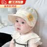 U&MUDI婴儿帽子夏季薄款宝宝遮阳帽儿童0-6小月龄公主帽胎帽鸭舌防晒帽2 米色(太阳花花纹遮阳帽) 3-15个月(38-46CM) x 均码 实拍图