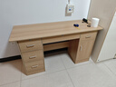 幻狐 （DREAM FOX ） 电脑桌台式家用办公书桌现代简约带抽屉学生学习桌卧室写字桌子 【五抽+柜门】橡胶木色140CM 实拍图