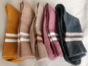 浪莎袜子女秋冬中筒袜抗起球纯棉袜条纹黑色长筒袜女士长袜 实拍图