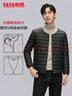 鸭鸭（YAYA）佟丽娅同款轻薄羽绒服女新款冬季短款圆领内胆修身时尚薄外套男 黑色【男款无领YE3C700311Y】 3XL 实拍图