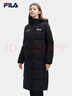 FILA 斐护科技|斐乐女装长款羽绒服冬季休闲简约连帽保暖羽绒外套 正黑色-BK 175/92A/XL 实拍图