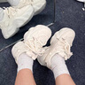 靖话潮牌老爹鞋女2025秋冬季新款小个子增高6cm休闲鞋百搭厚底运动鞋 米白色 37 (235mm) 实拍图