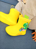 牧萌儿童雨鞋男童女童防水立体宝宝防滑耐磨卡通雨靴 黄色挖掘机 17码 实拍图