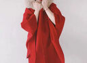 傲列25秋冬新魔女斗篷披肩双面羊绒大衣女可拆卸狐狸毛领毛呢皮草外套 红色 S 实拍图