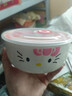 带盖泡面碗陶瓷保鲜碗 学生微波炉专用沙拉碗卡通泡面碗 保鲜碗6寸（图案随机） 实拍图