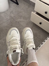 蜘蛛王（SPIDER KING）老爹鞋女透气休闲小白鞋2025新款百搭运动休闲鞋内增高女鞋 米色[皮面] 38 实拍图