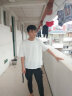 闪爆 夏季五分袖纯白色T恤韩版男士宽松短袖蝙蝠衫学生bf风上衣打底衫 白色 XL 实拍图