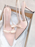 CHARLES&KEITH缎面蝴蝶结尖头高跟凉鞋女生日礼物圣诞礼物送女友CK1-60361556 Light Pink浅粉色 39 实拍图