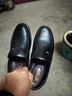 蜻蜓牌【100%全牛皮】男士皮鞋商务休闲真皮防滑软底软面中老年爸爸鞋真皮透气套脚舒适耐磨真皮百搭鞋子 黑色 42 实拍图