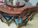 质道 红木家具 非洲花梨（学名：刺猬紫檀）实木餐桌椅组合新中式餐厅带转盘餐台饭桌 1.38米如意餐桌+6象头餐椅整装 实拍图