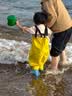 甜甜仔儿童赶海服连体下水裤衣幼儿园玩水装备摸鱼防水涉水全身柠檬黄 实拍图