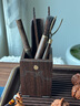 锦格 茶具六君子套装配件实木泡茶工具铜茶杯垫茶道筒6君子茶刀茶组合 黑檀海棠六君子 实拍图