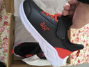 361°儿童运动鞋男童跑鞋秋冬密网轻便魔术贴女童皮革加绒保暖运动鞋 【皮革加绒】碳黑/能量红色 35 实拍图