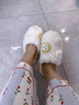 尤克达蒂（yookdd） 拖鞋秋冬季可爱毛毛保暖家居拖鞋2025年新款毛茸茸情侣棉拖鞋女 饭团拖鞋米白女36-37 【适合35-36】 实拍图