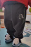 威尔贝鲁（WELLBER）男女儿童25秋冬加绒厚长裤子婴幼儿宝宝休闲保暖裤装 藏青  100 实拍图