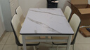木如金镶轻奢餐桌椅组合现代简约小户型钢化玻璃子吃饭家用快餐饭店出租房 白腿+黑面+白玻配4把闪电椅 120cm *宽80cm*高75cm 实拍图