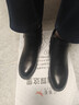 红蜻蜓短靴女加绒保暖时装靴子女粗跟牛皮靴女士中跟女棉靴 WTC434351C 实拍图