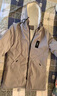 花花公子（PLAYBOY）加绒加厚外套男士秋冬款中长款风衣新款连帽保暖休闲百搭棉衣夹克 卡其色 加绒 XL 实拍图