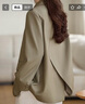 德玛纳【奢感显瘦】春秋西装领宽松长袖TR开衩西服外套女短款 淡绿 XL  实拍图
