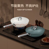德世朗（DESLON）纯钛炒锅无涂层不粘锅家用平底无油烟电磁炉燃气灶不沾炒菜锅 黛青金属盖【0涂层更健康】 32cm 实拍图