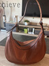 海青蓝 CYANINE SEA包包女款2025植鞣牛皮月牙hobo包单肩包斜挎包生日七夕情人节礼物 焦糖色 高级感女生包实用走心 实拍图