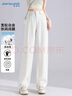 真维斯（JEANSWEST）牛仔裤女秋季宽松阔腿裤子女潮流韩版小个子直筒裤简约米白色M 实拍图