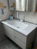 欧派浴室柜陶瓷一体盆奶油风洗脸盆柜卫生间洗漱台洗手盆柜组合卫浴柜 奶油白 标准镜柜款100cm 实拍图