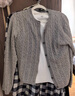优衣库女装纽花圆领针织开衫/毛衣外套空调衫通勤秋冬新款481477 03 灰色 XL 实拍图